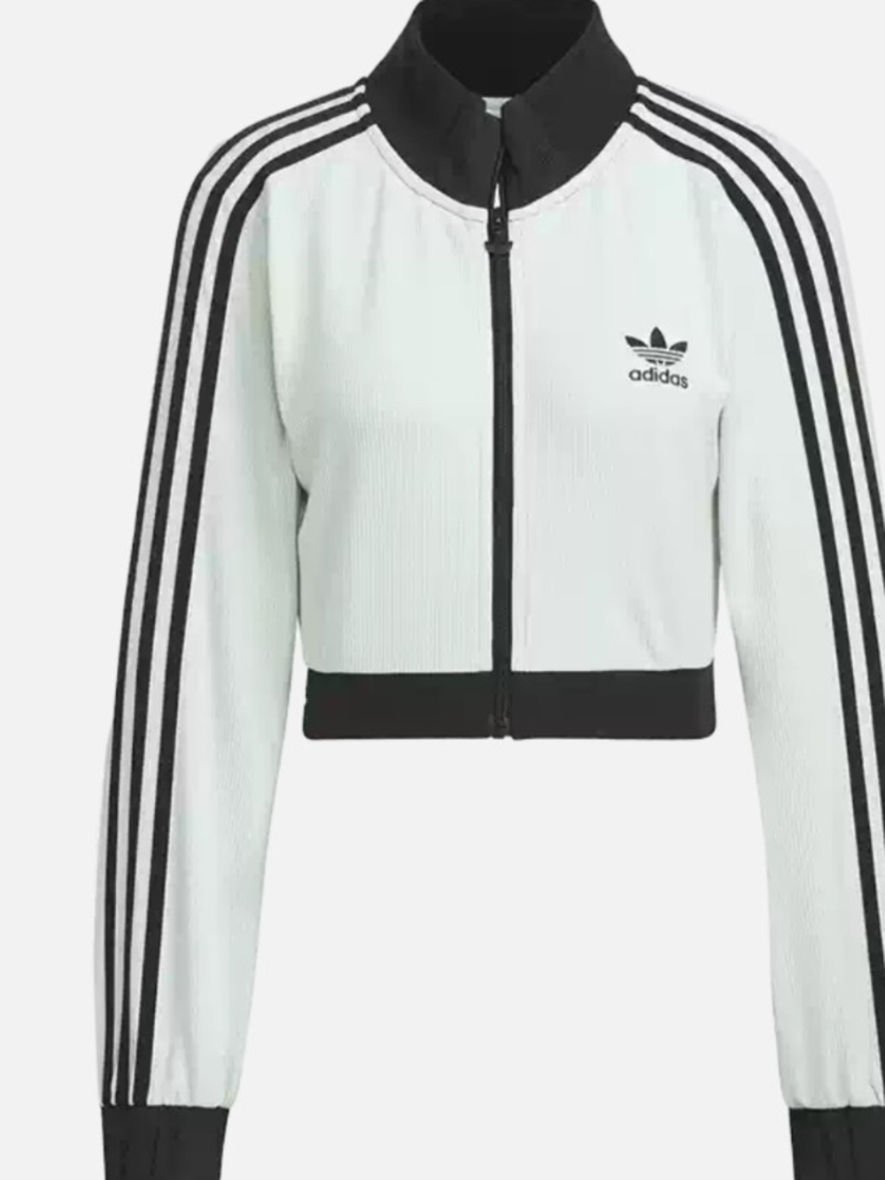 BNWOT Adidas White and Black Cropped Bomber Zip Top